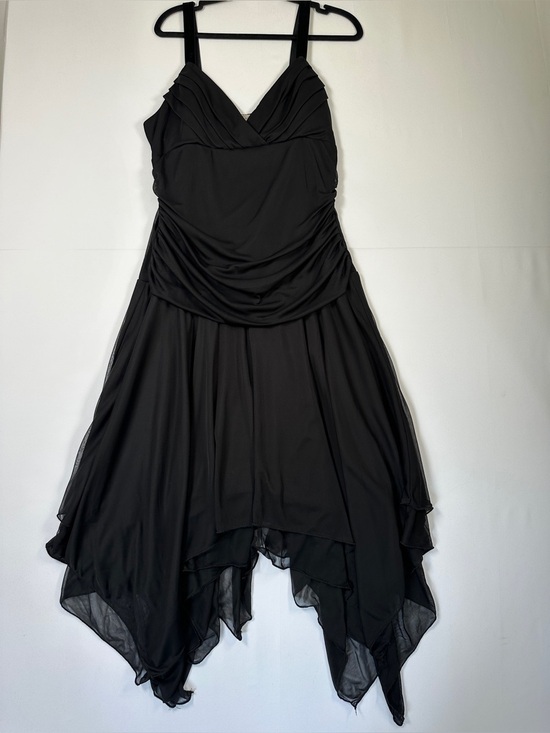 Jessica Dresses & Skirts - Black Handkerchief Hem Cocktail Dress Ruched Chiffon Whimsigoth Dress Size L